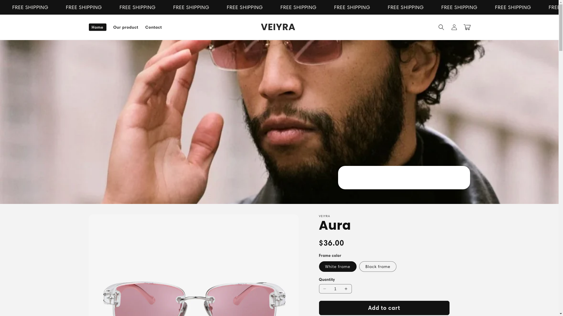 website screenshot of https://veiyra.store/