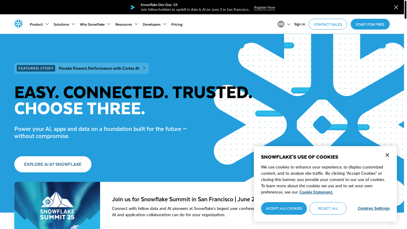 website screenshot of https://no-reply@snowflake.net/