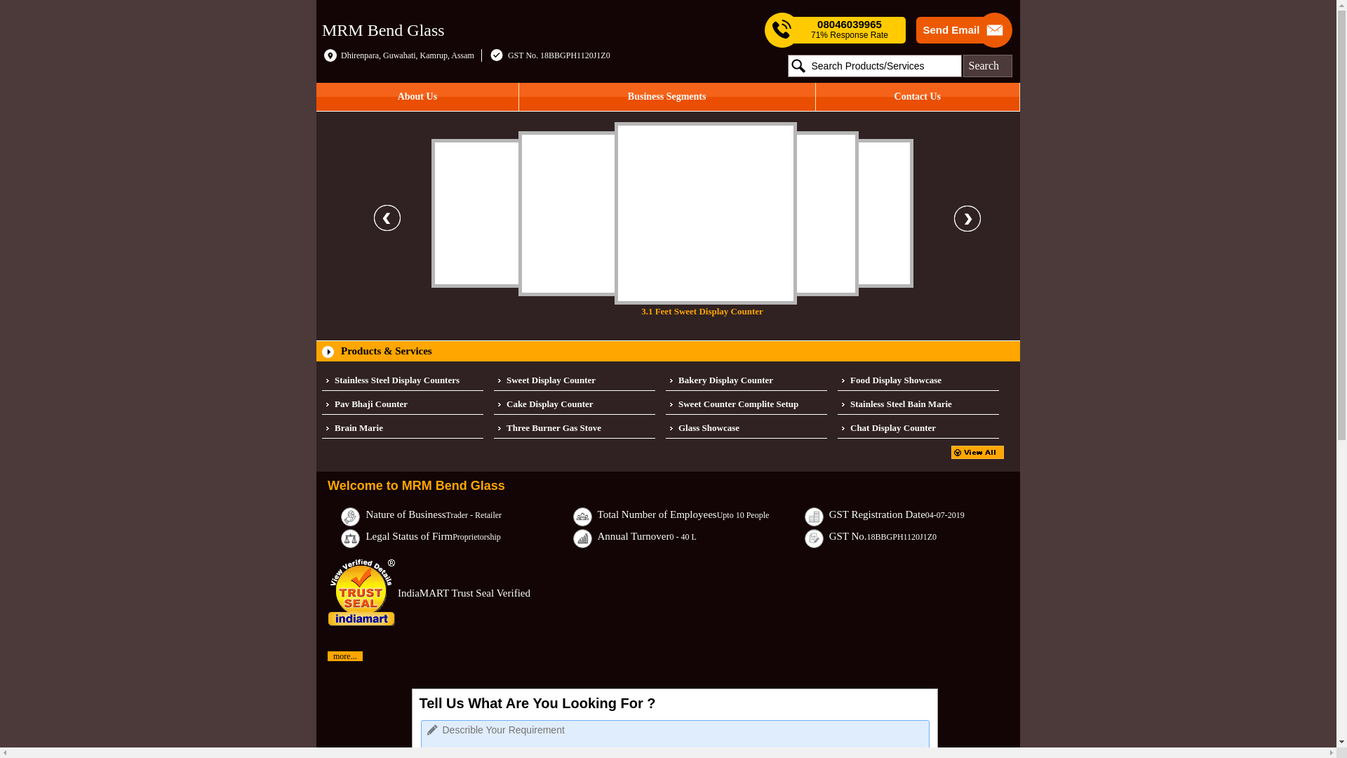 website screenshot of https://mrmbendglass.com/