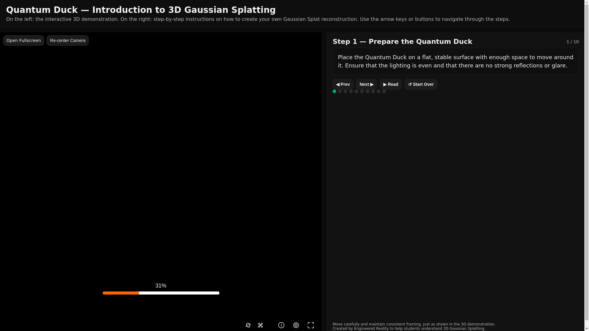 website screenshot of https://engineeredreality-3dgsintro.pages.dev/