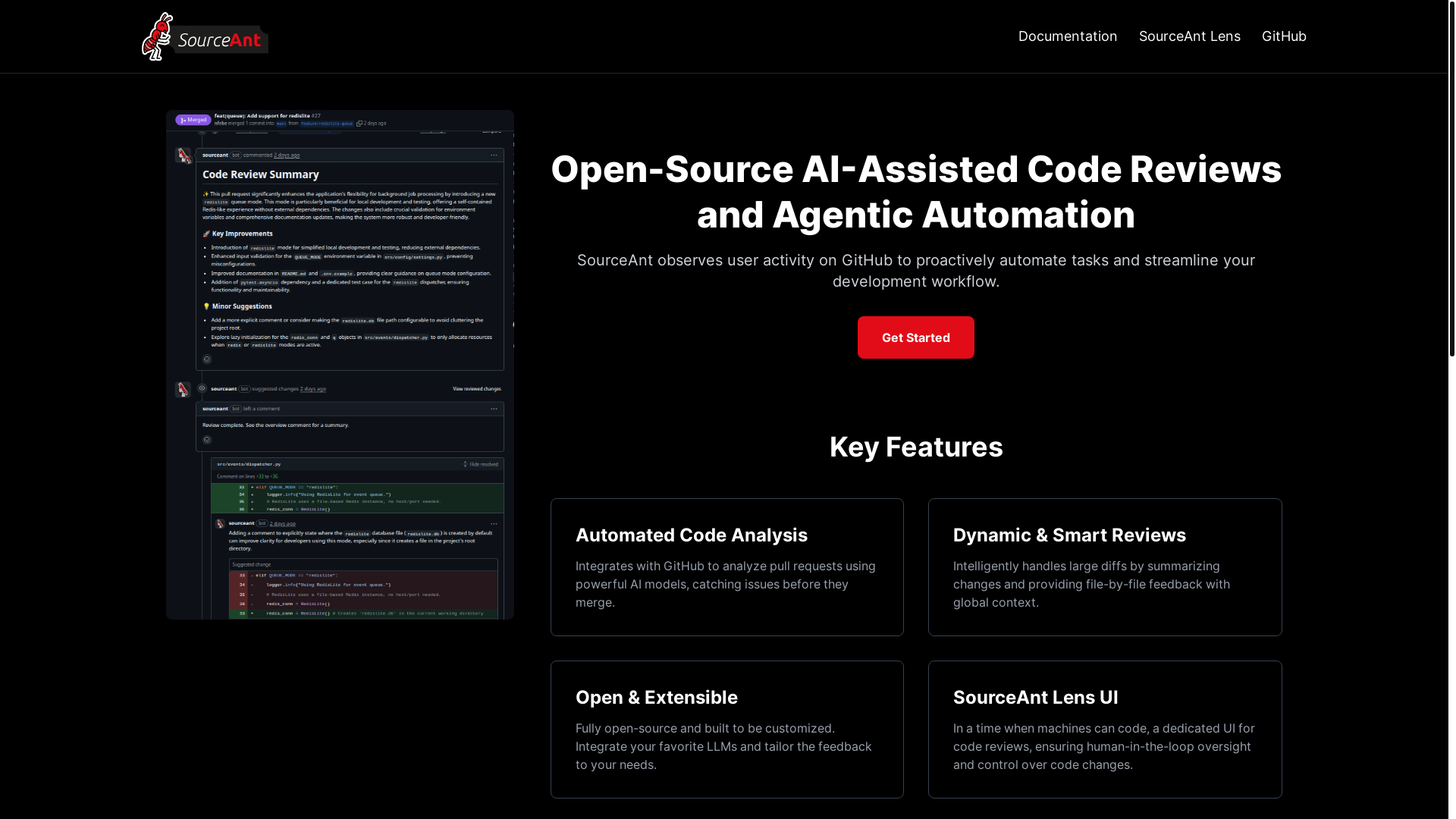 website screenshot of https://sourceant.ai/