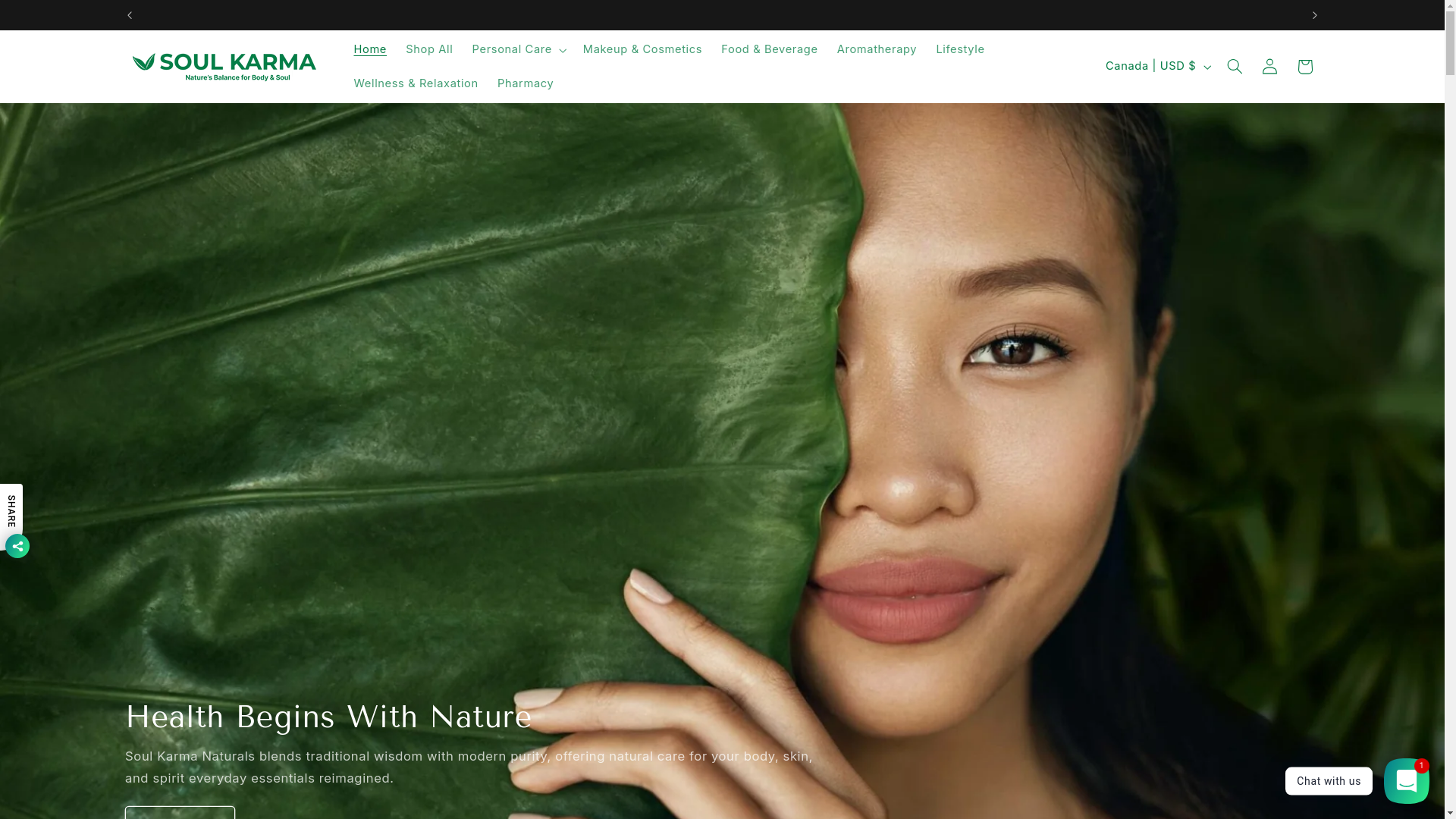 website screenshot of https://soulkarmastore.com/