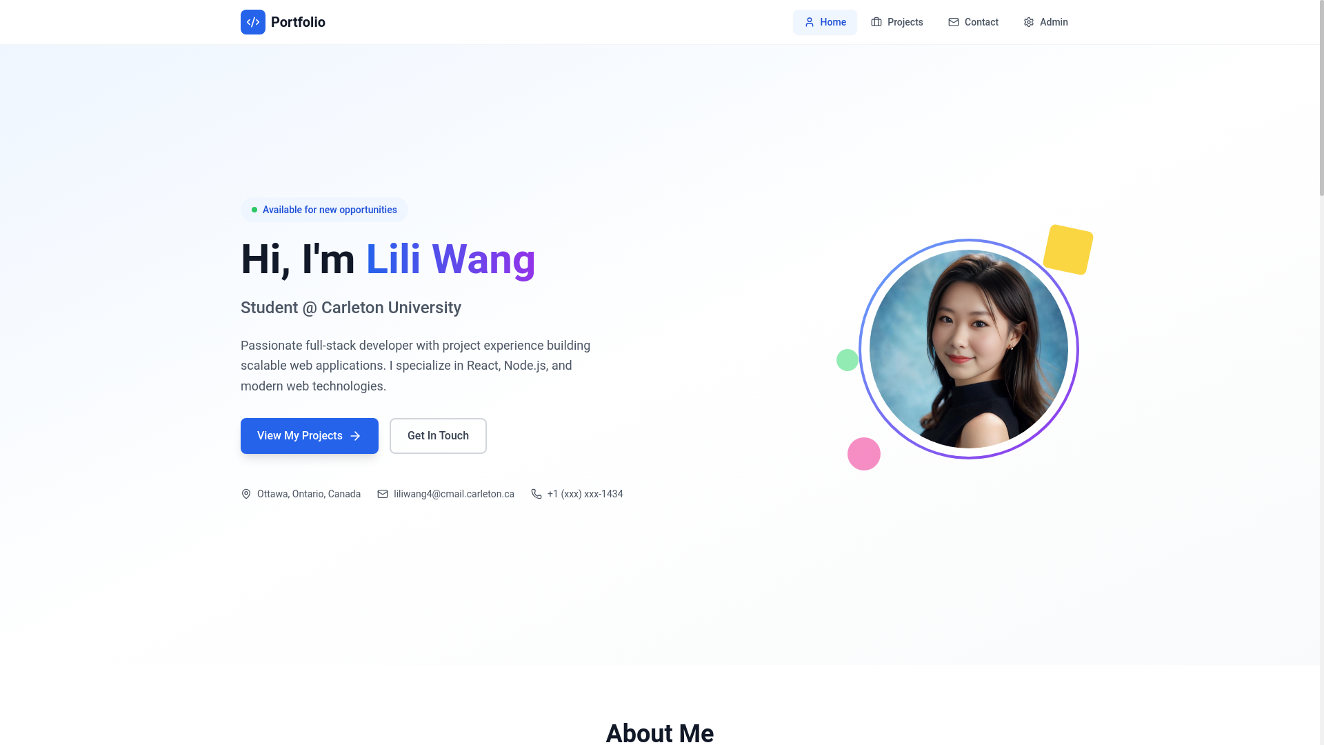 website screenshot of https://liliwang.dev/