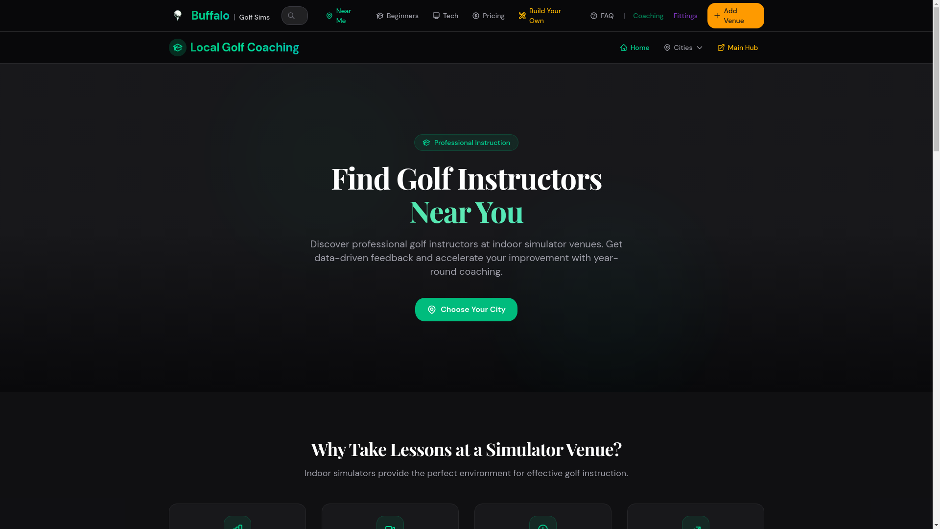 website screenshot of https://localgolfcoaching.com/