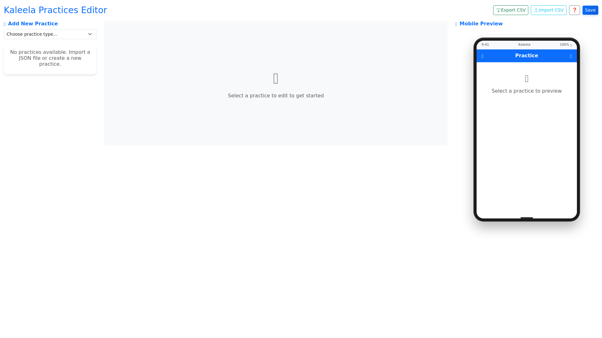 website screenshot of https://kaleela-practice-ui.pages.dev/