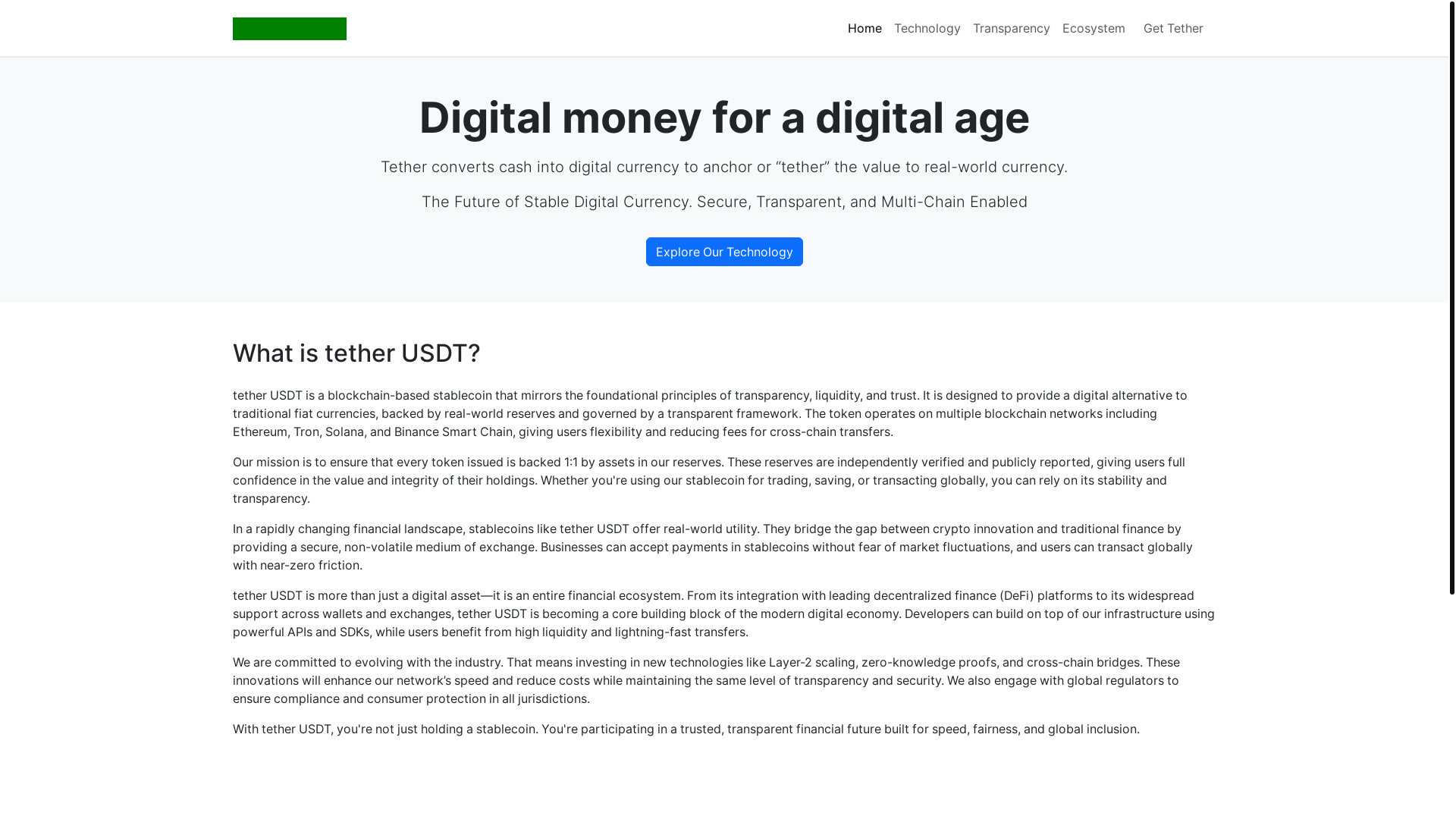 website screenshot of https://ftetherusdt.site/