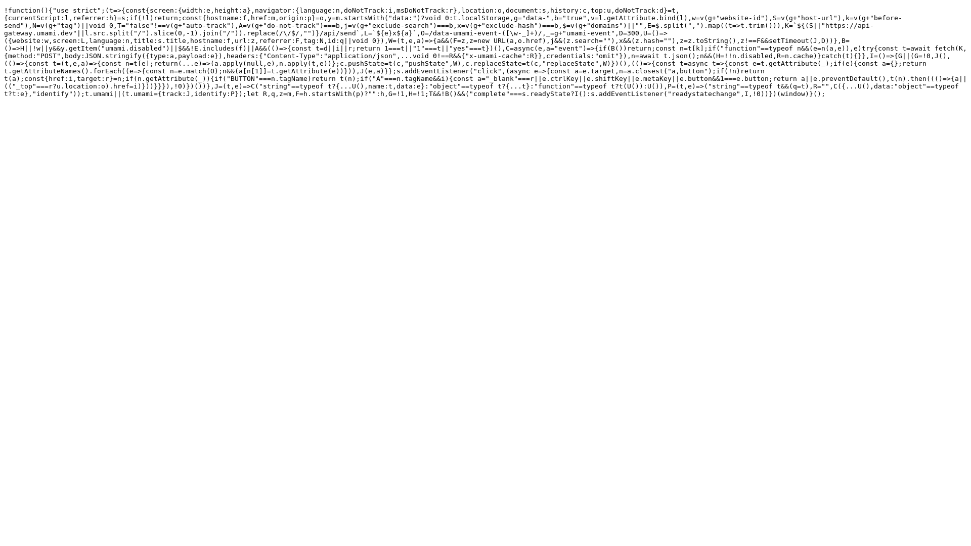 website screenshot of https://cloud.umami.is/script.js