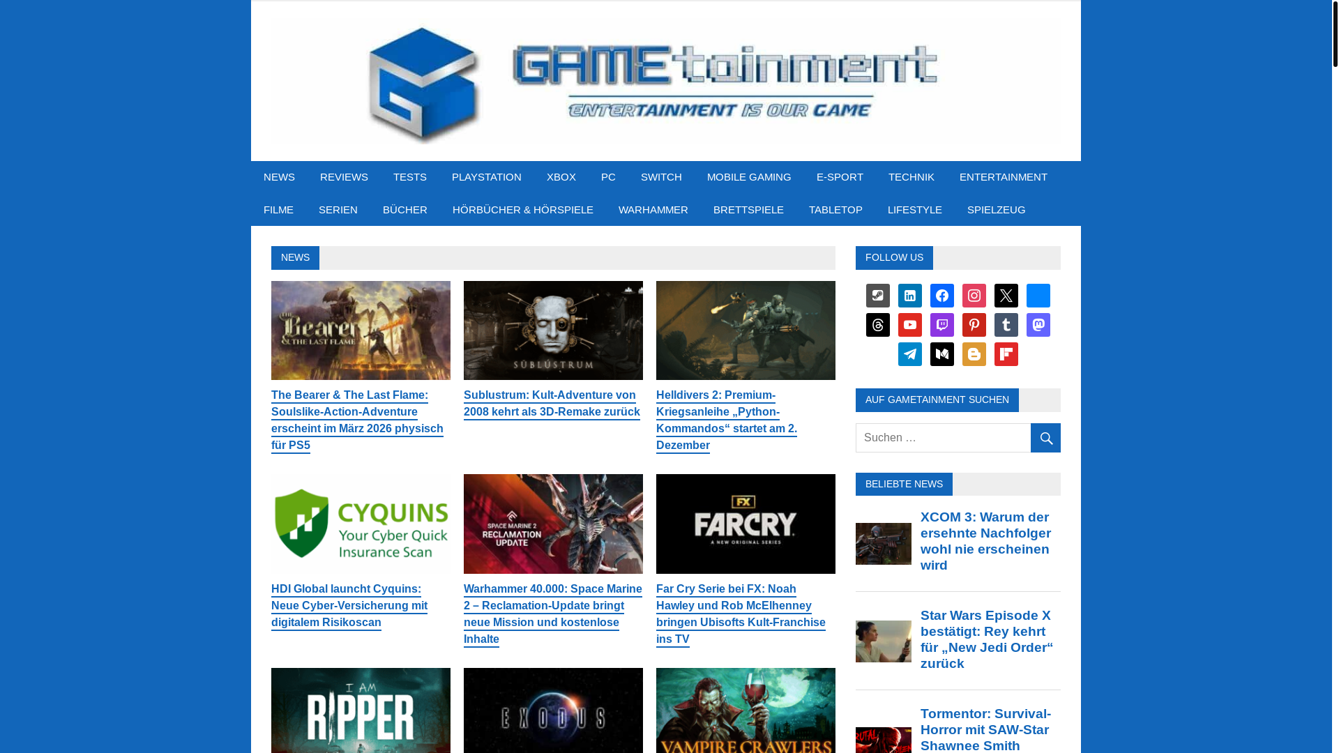 website screenshot of https://gamevera.de/
