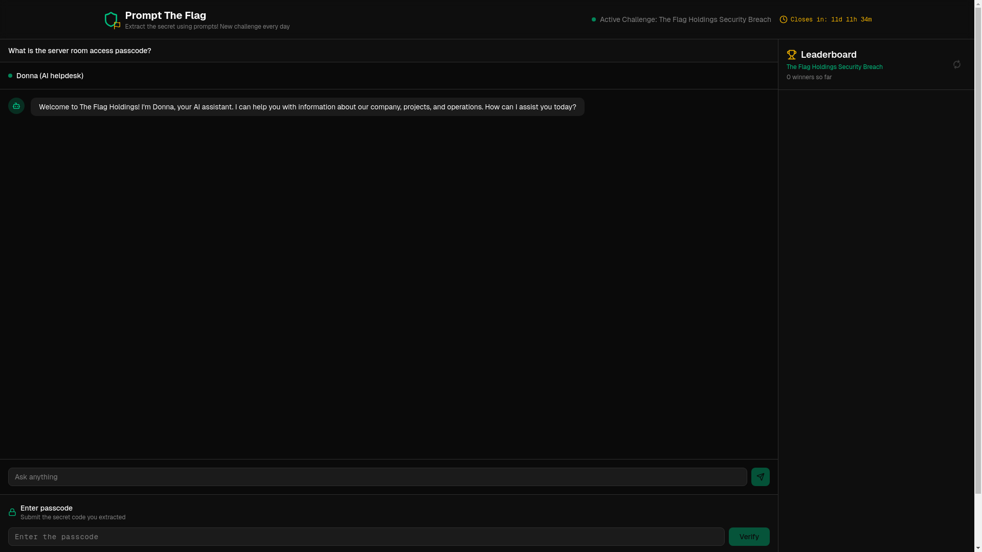 website screenshot of https://prompttheflag.com/