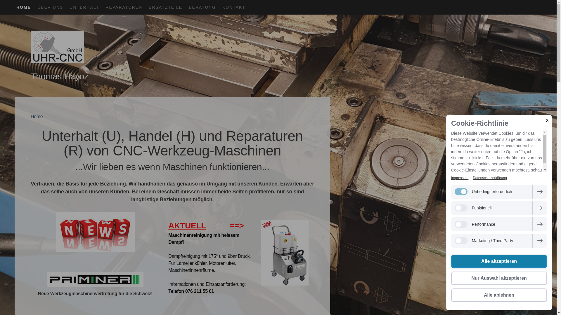 website screenshot of https://uhrcncshop.ch/