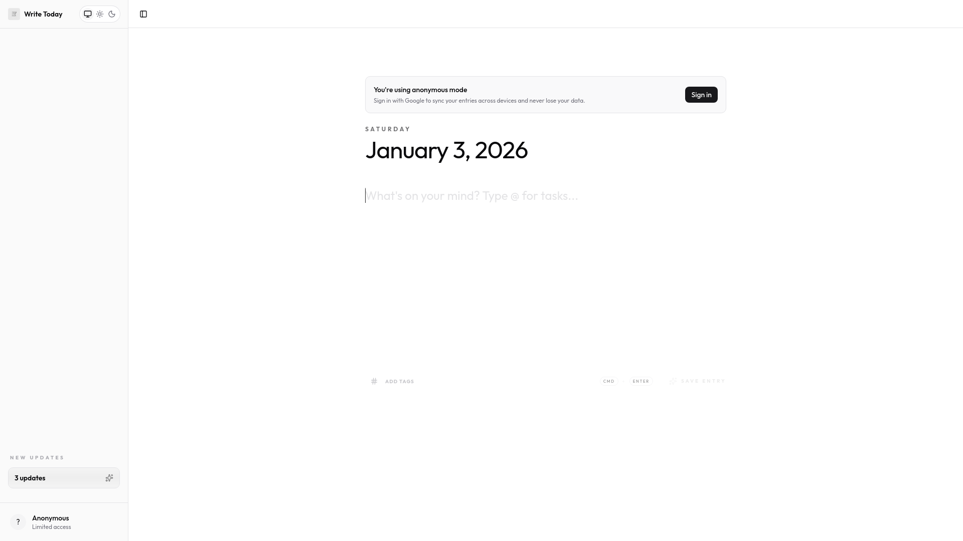 website screenshot of https://writetoday.in/
