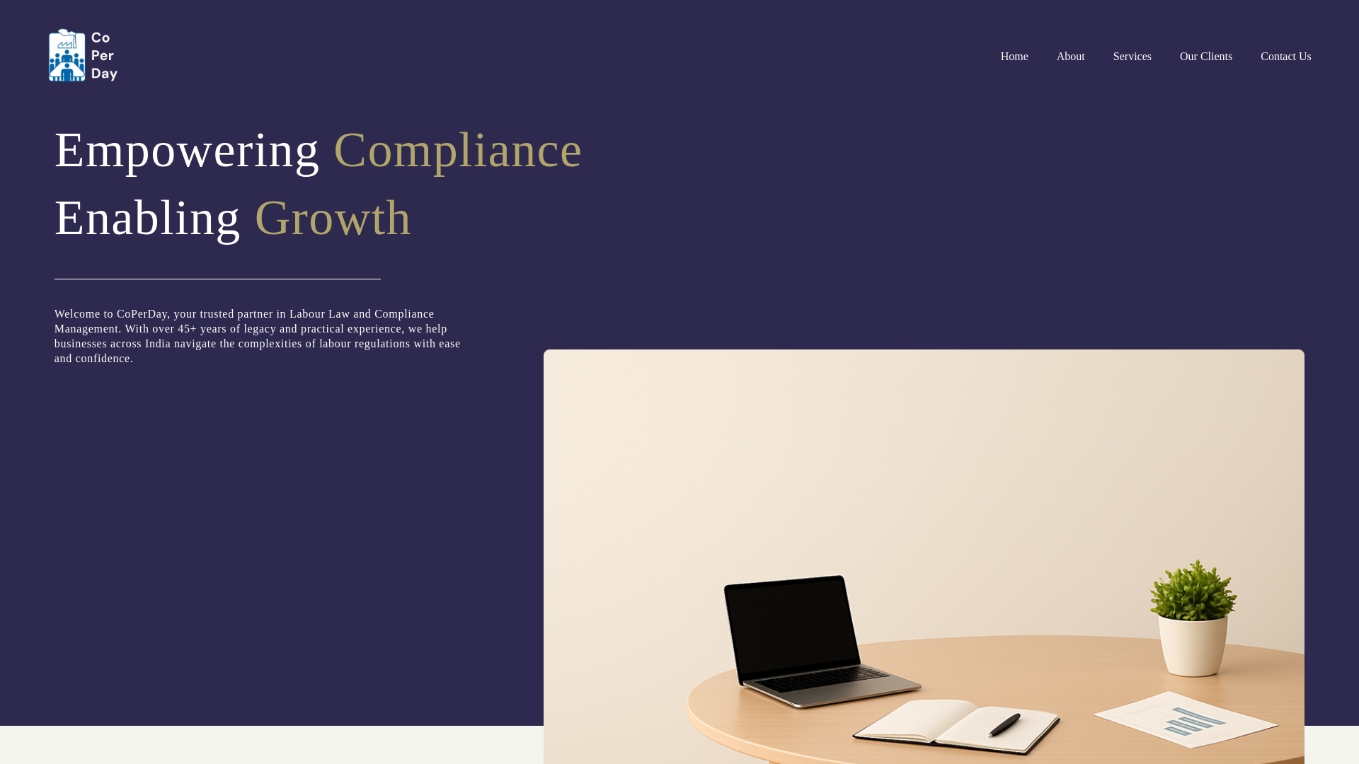 website screenshot of https://coperday.in/