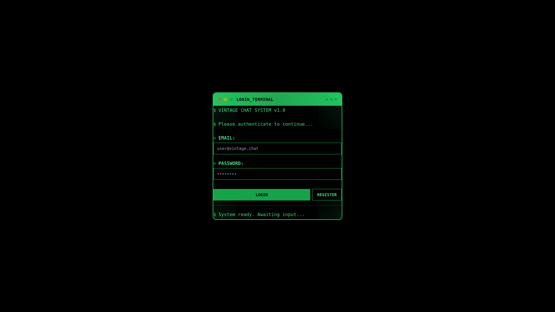 website screenshot of https://vintage-chat-app.pages.dev/