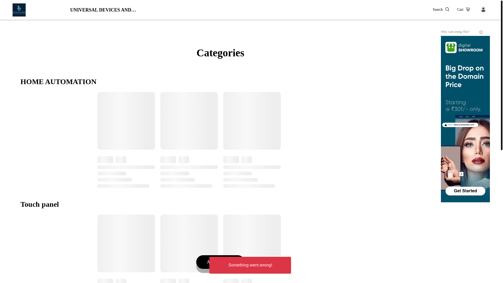 website screenshot of https://universaldevicesandframeworks.co.in/