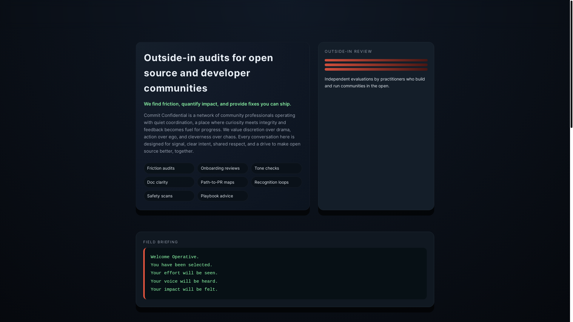 website screenshot of https://commit-confidential.pages.dev/