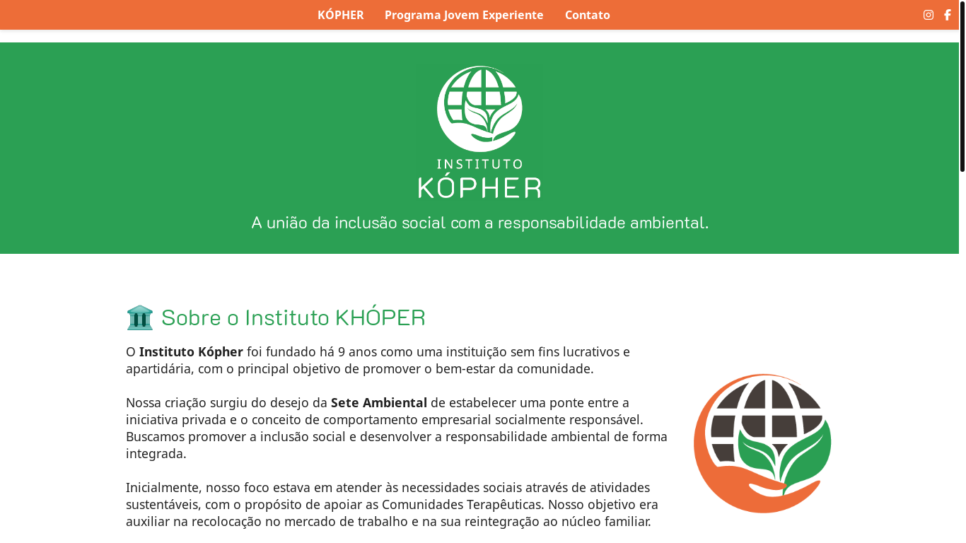 website screenshot of https://kopher.org.br/