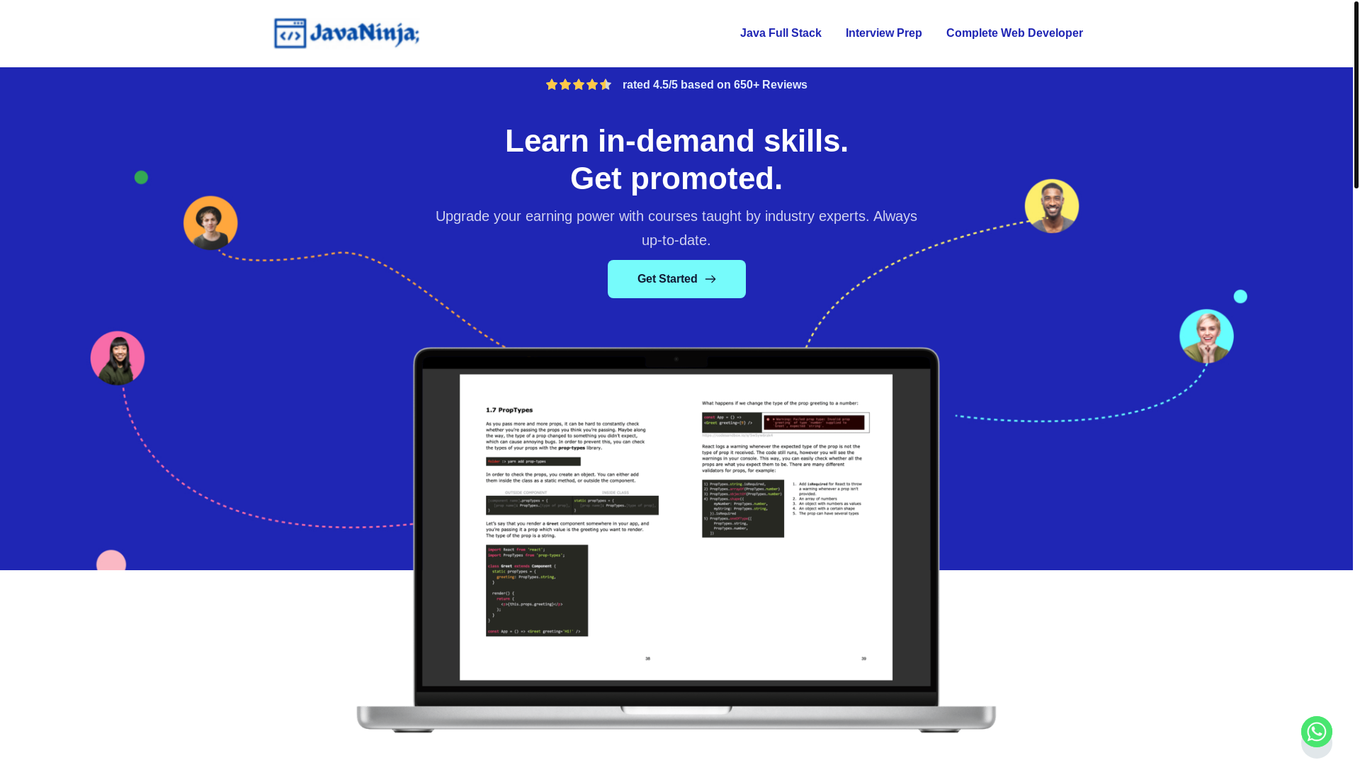 website screenshot of https://javaninja.in/