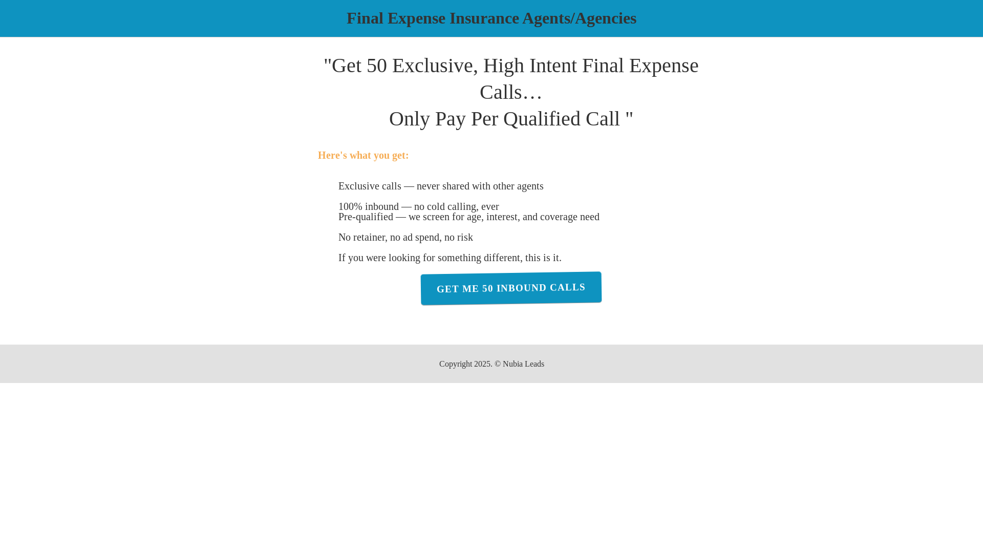 website screenshot of https://insuranceinboundcallsapp.shop/