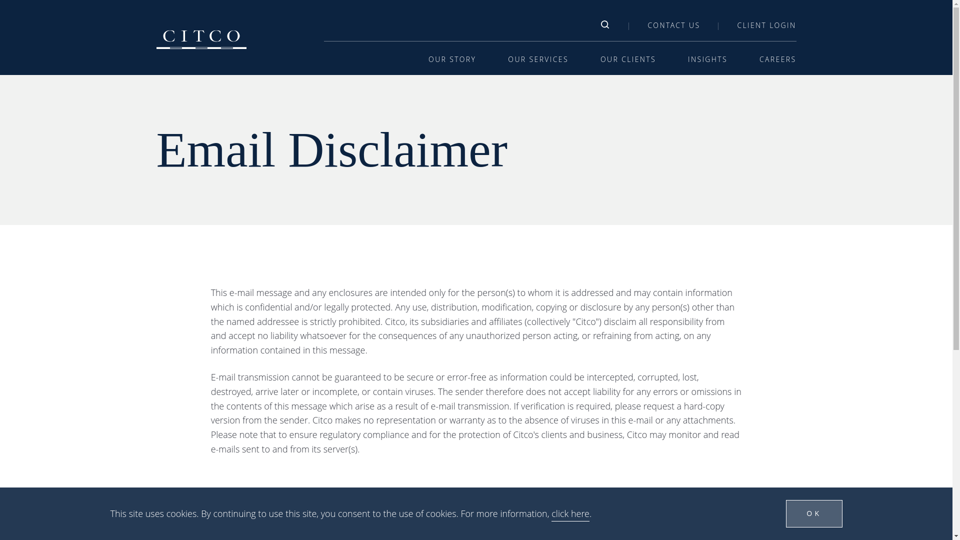 website screenshot of https://www.citco.com/emaildisclaimer