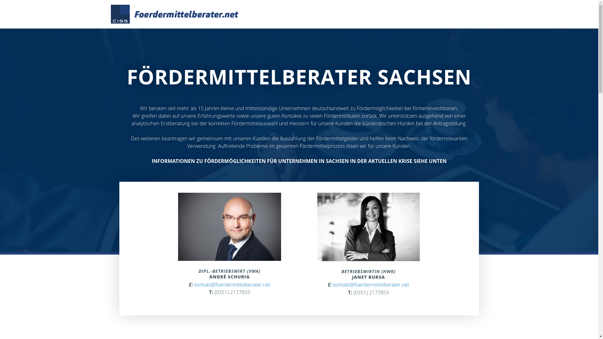 website screenshot of https://foerdermittelberater.org/