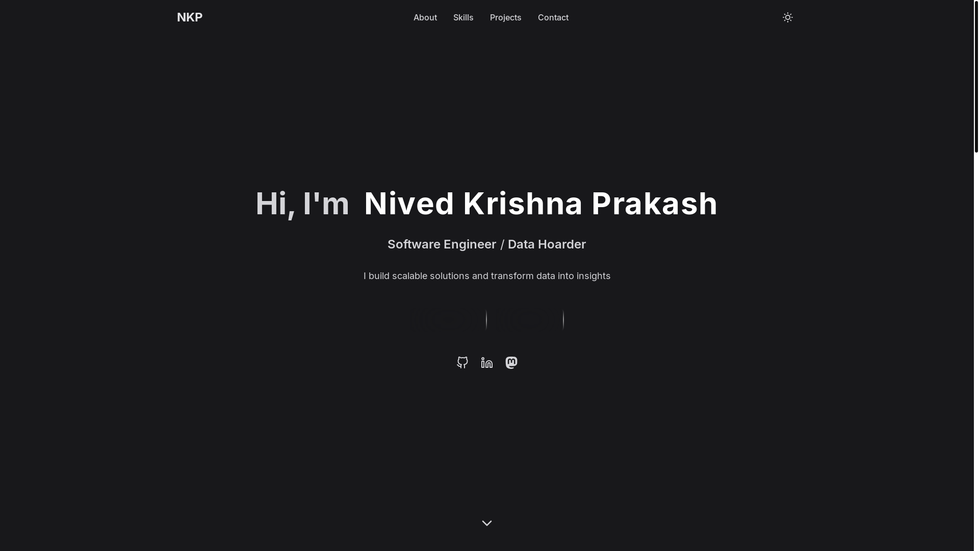 website screenshot of https://nived.me/