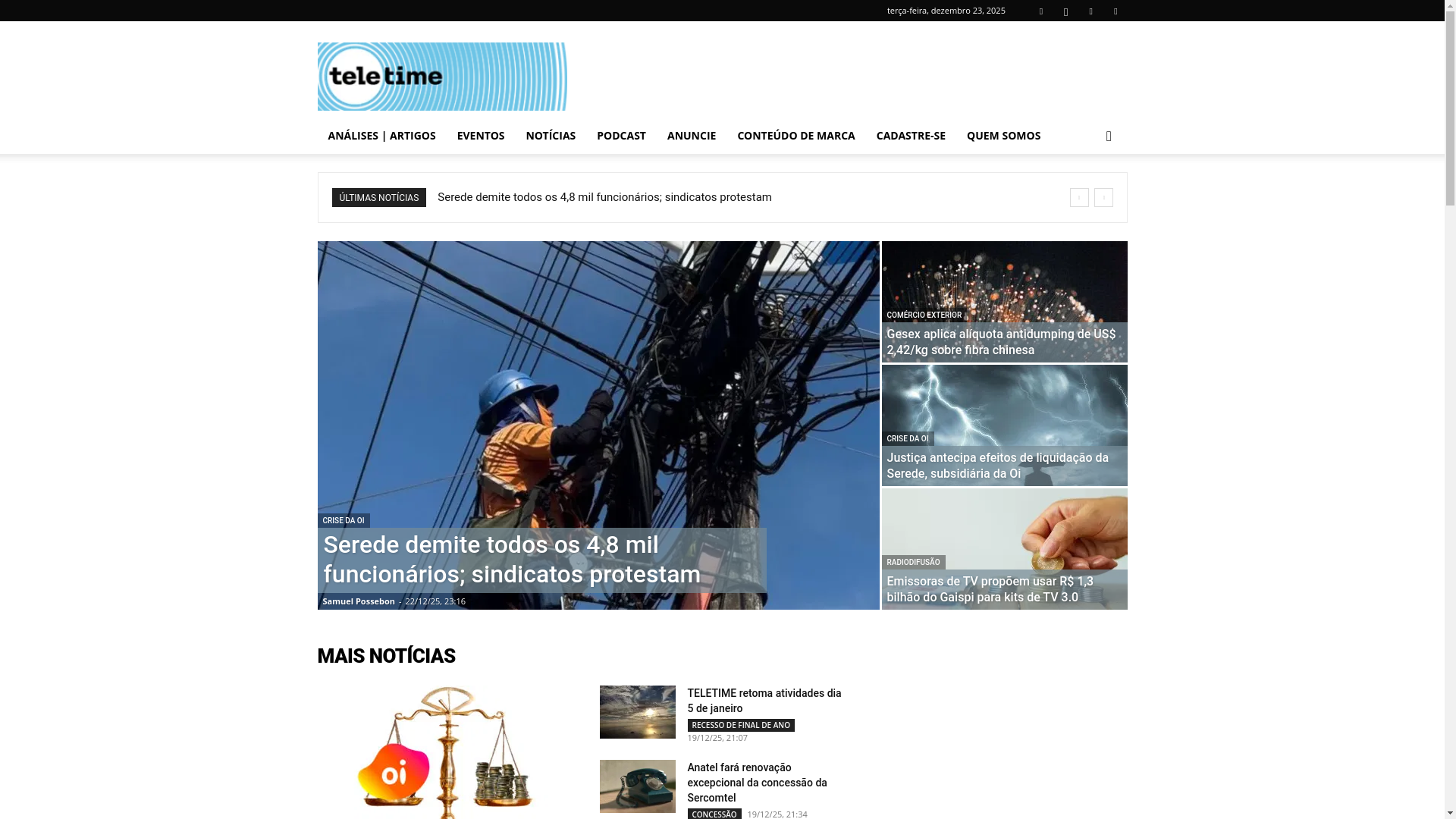 website screenshot of https://teletime.com.br/