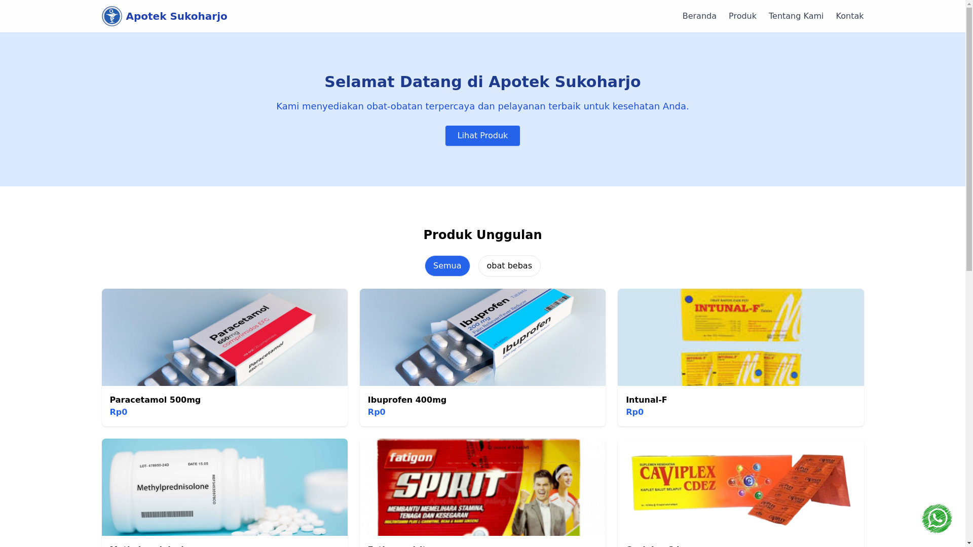 website screenshot of https://apoteksukoharjo.com/