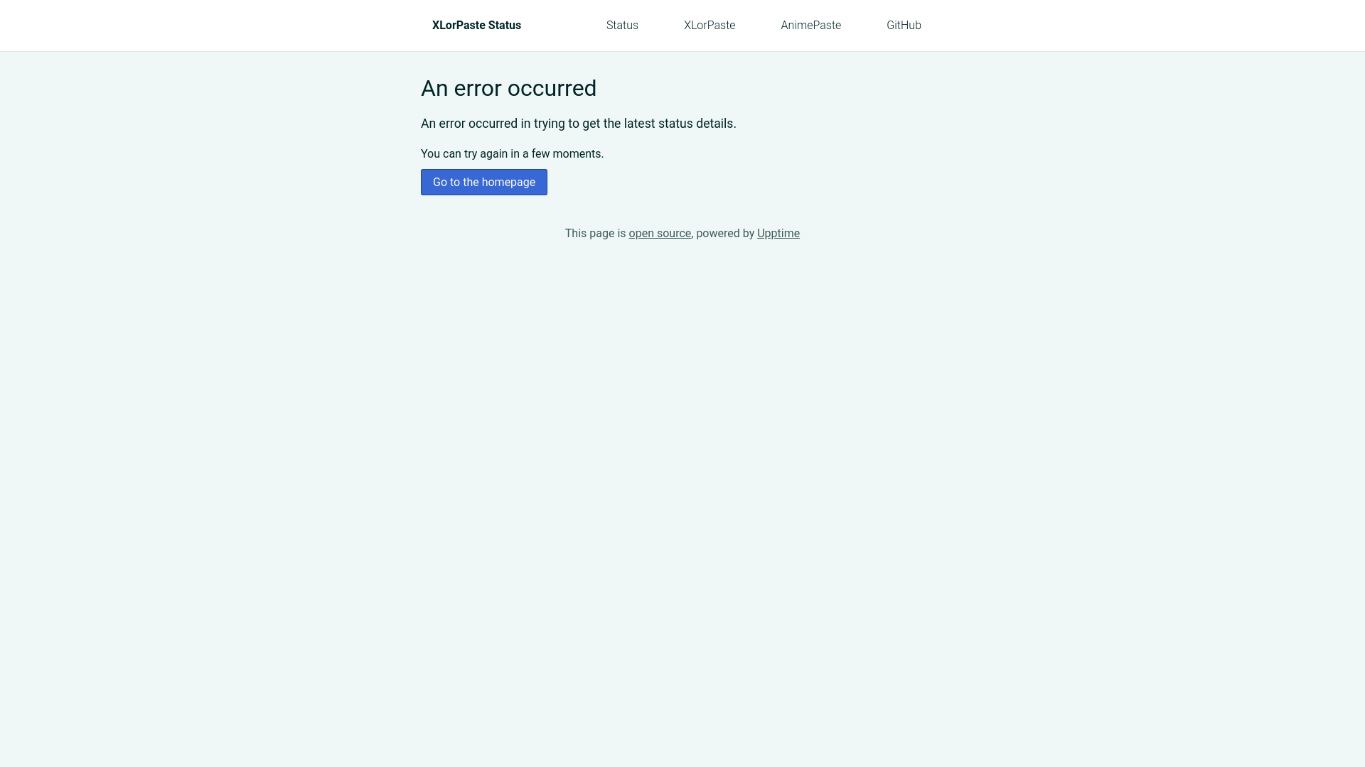 website screenshot of https://upptime-xlorpaste.pages.dev/