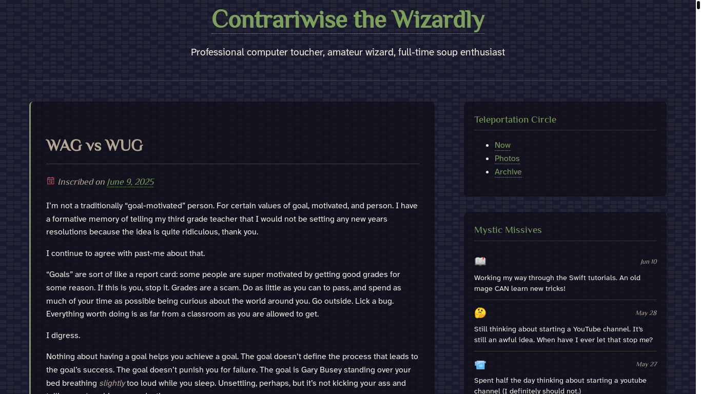 website screenshot of https://thewizardly.com/