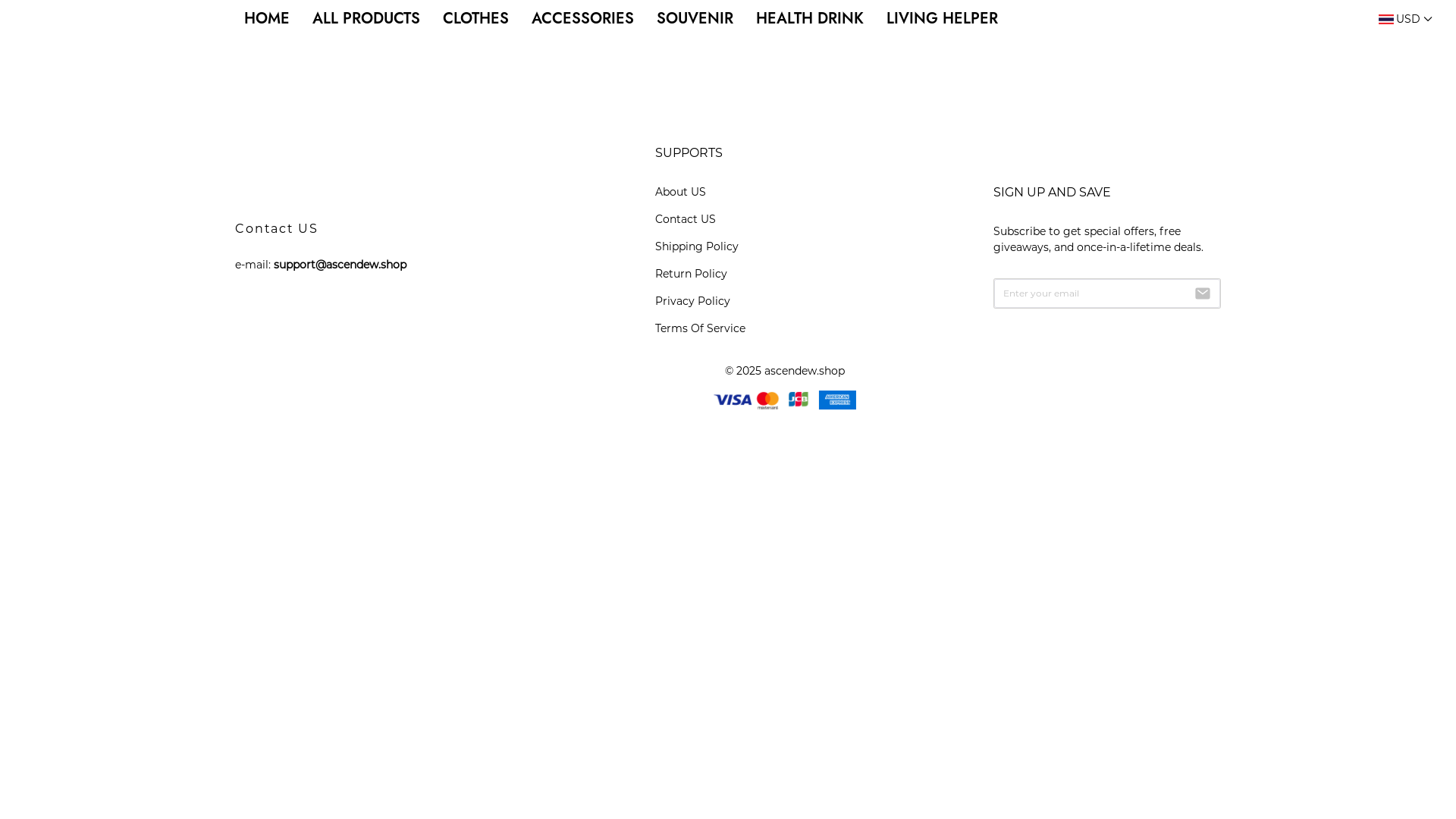 website screenshot of https://ascendew.shop/