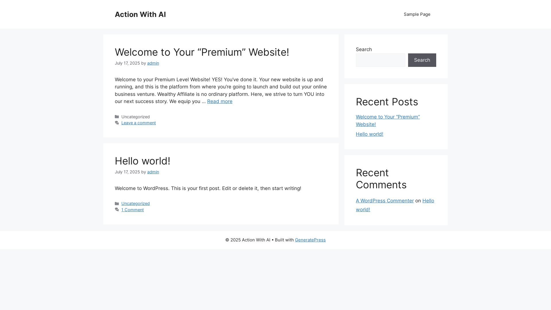 website screenshot of https://actionwithai.com/