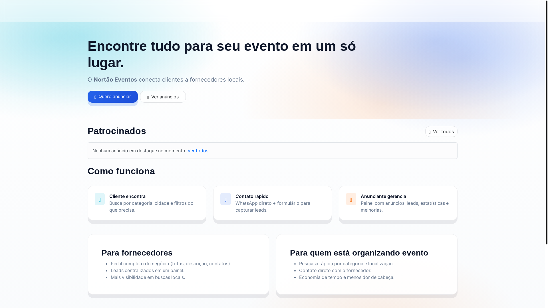 website screenshot of https://nortaoeventos.com.br/
