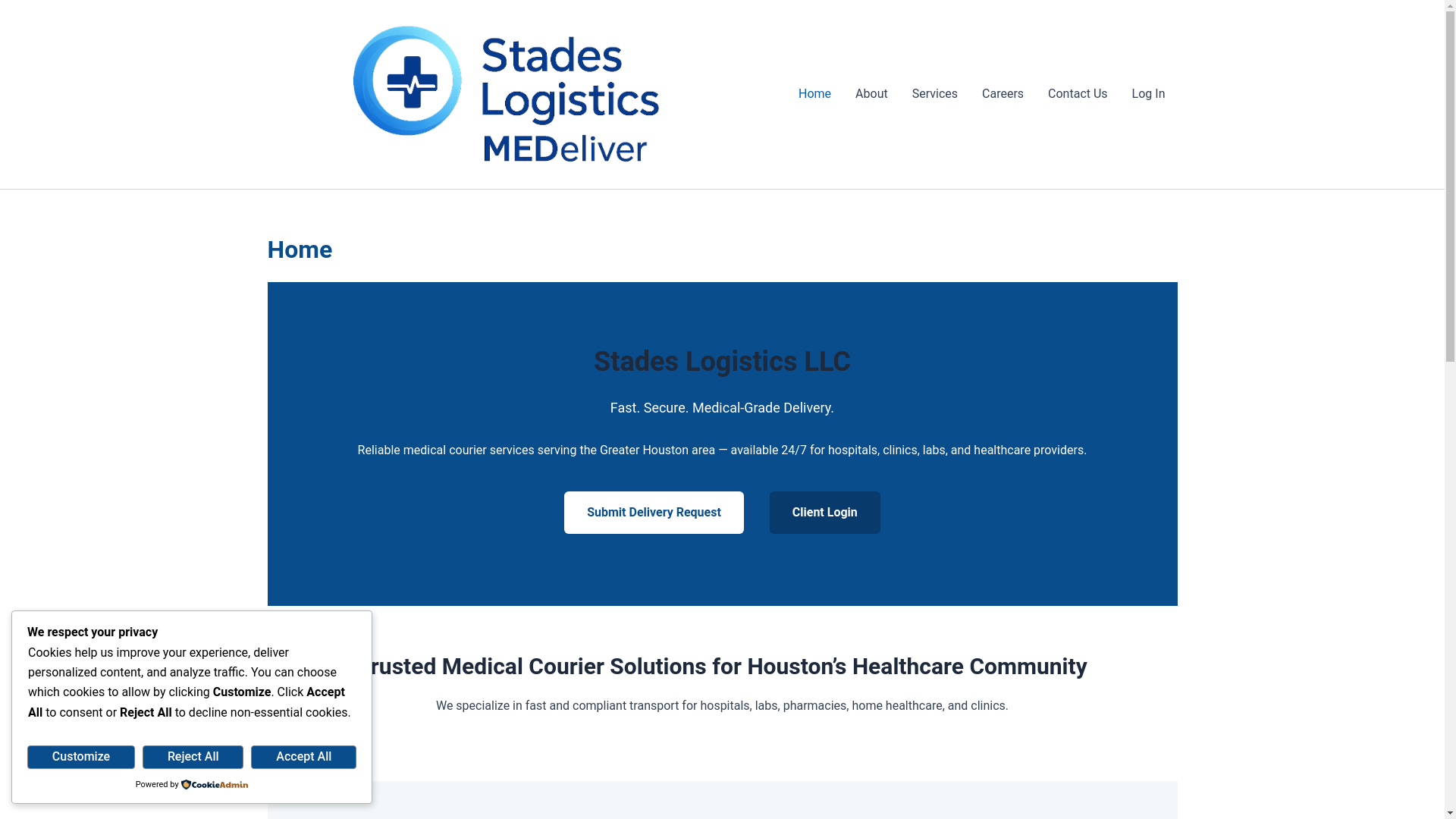 website screenshot of https://stadeslogistics.com/