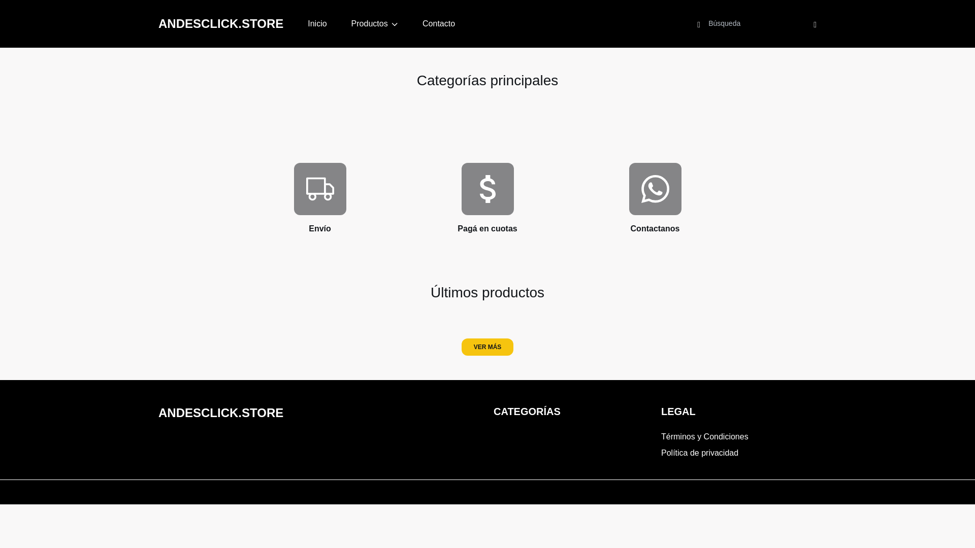 website screenshot of https://andesclick.store/