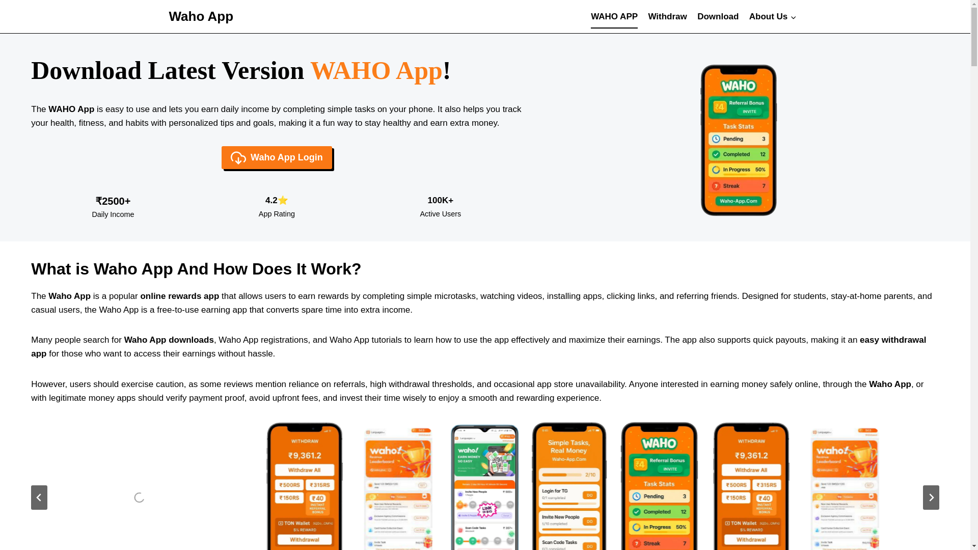 website screenshot of https://waahoapp.org/