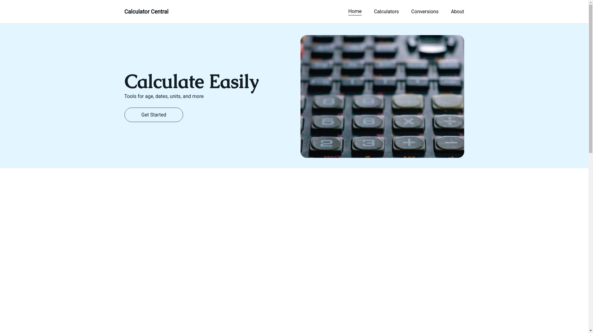 website screenshot of https://calculatorcentral.click/