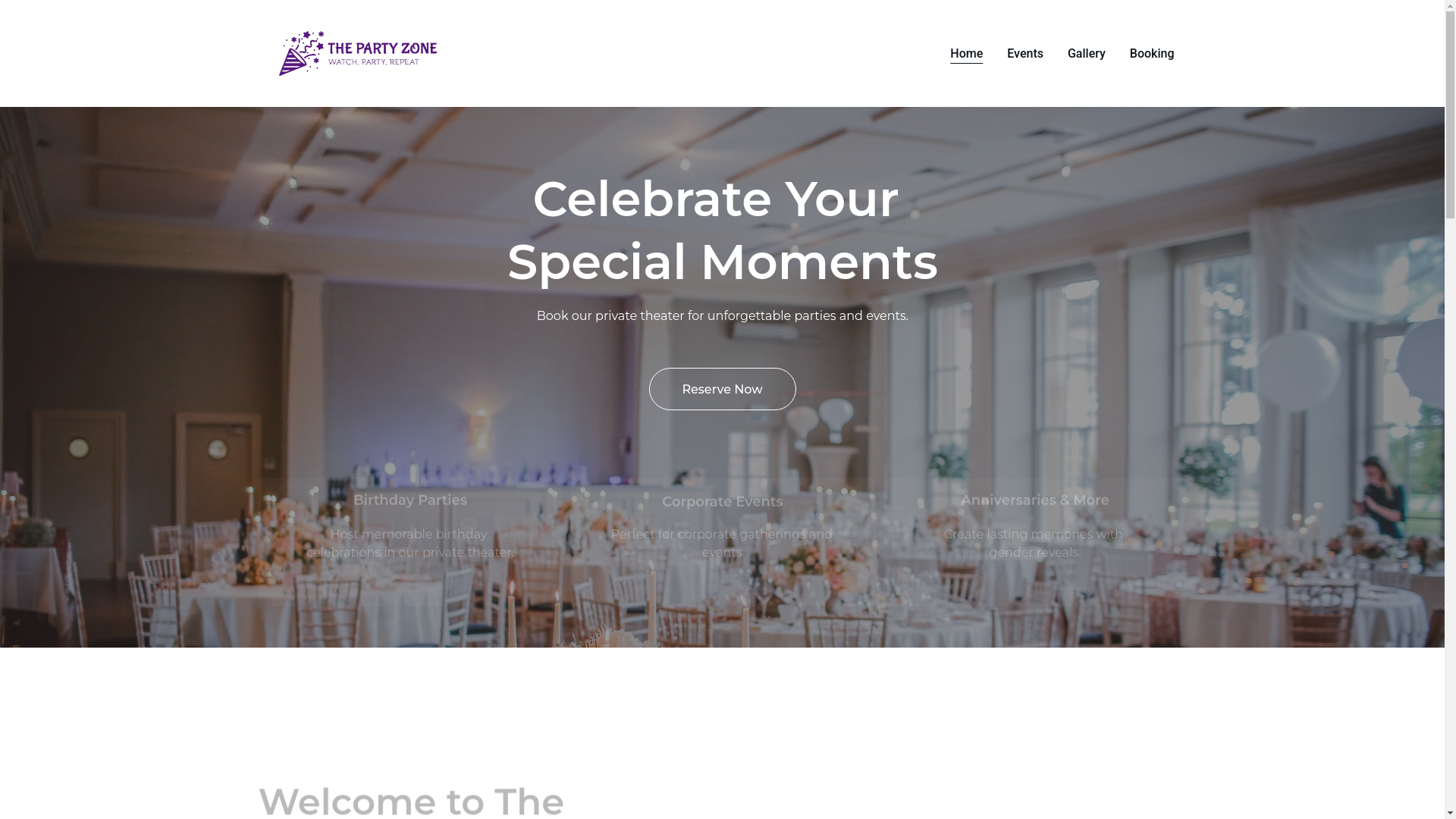 website screenshot of https://thepartyzone.in/