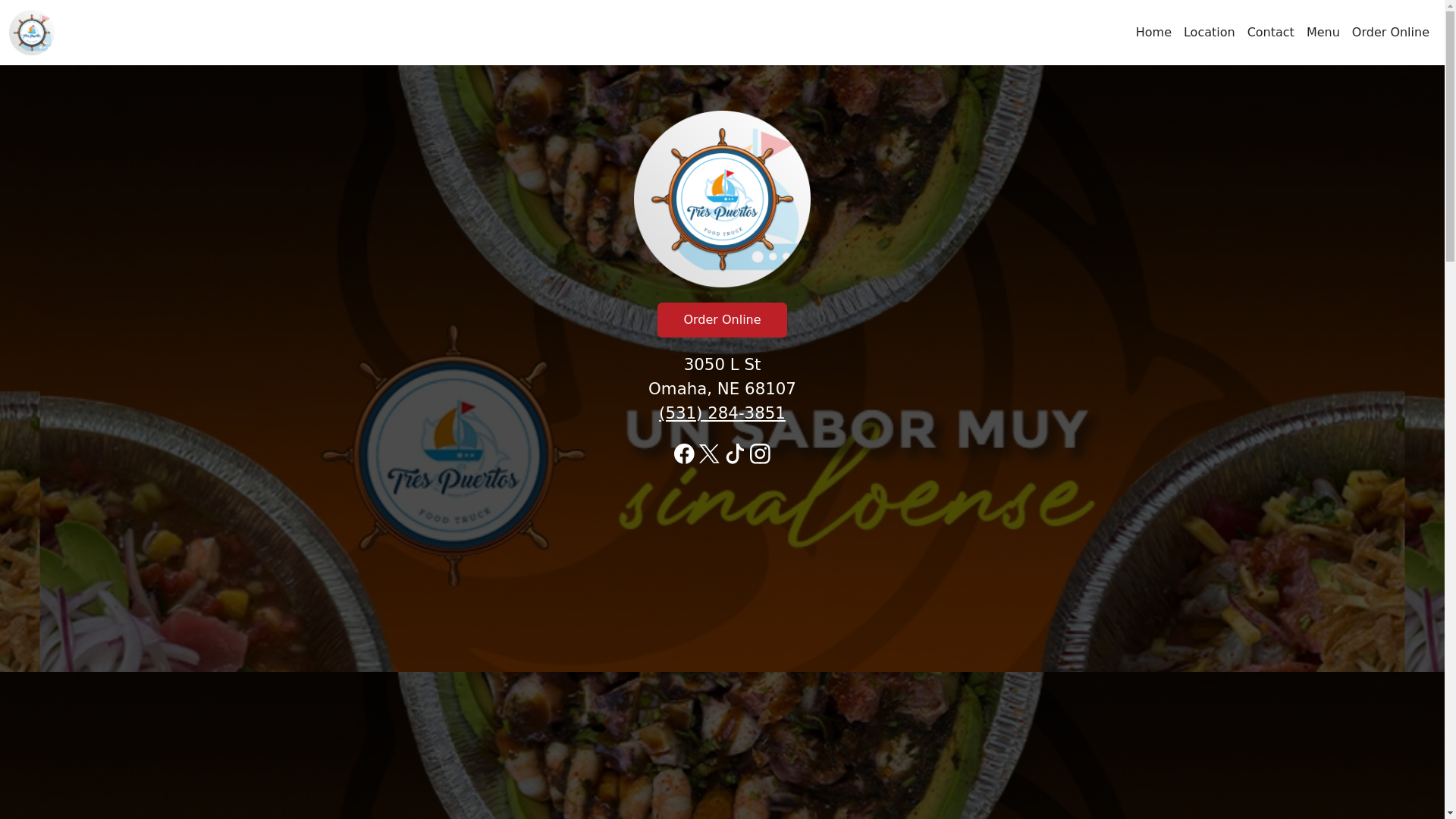 website screenshot of https://trespuertosfoodtruckne.com/