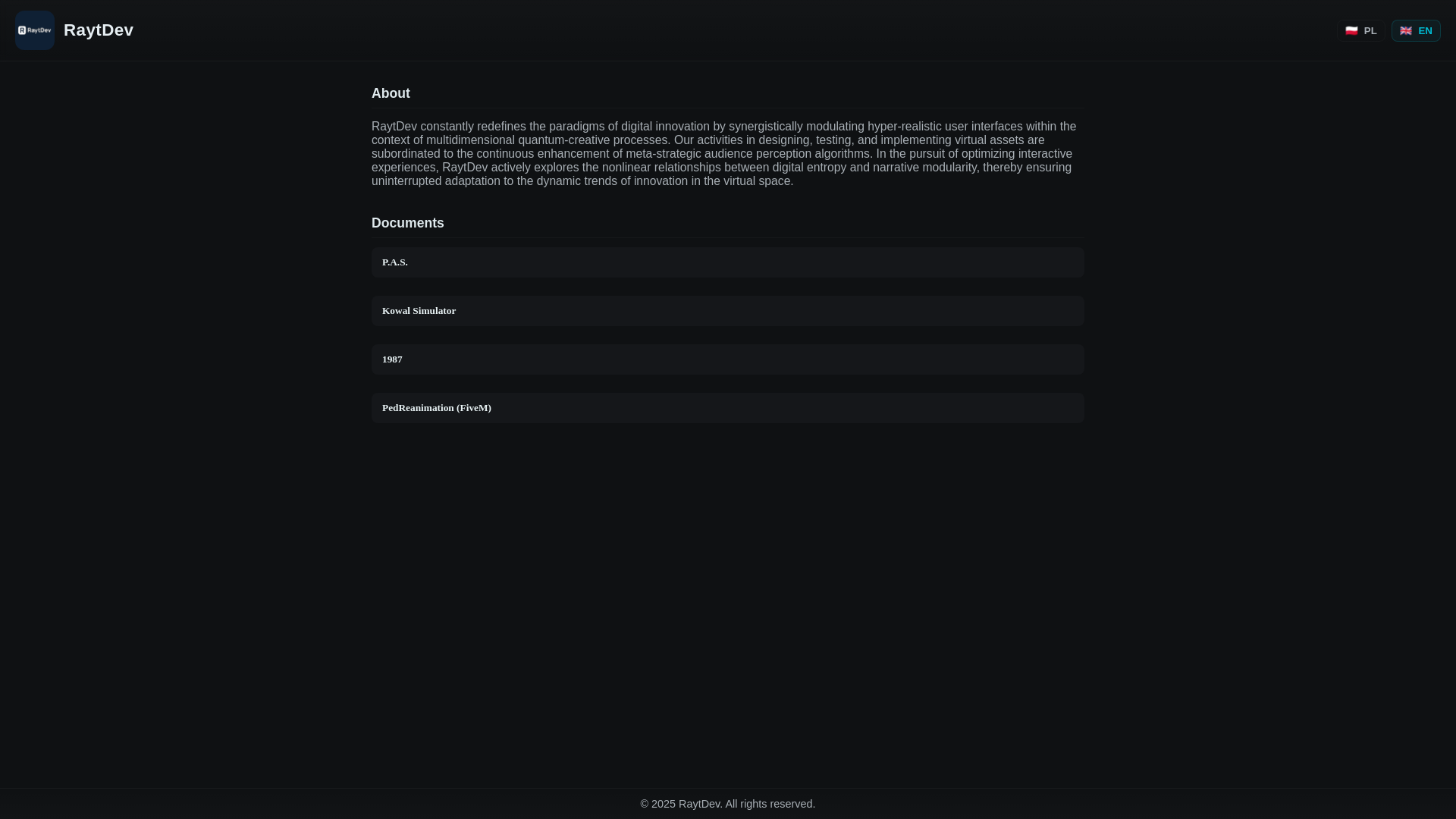 website screenshot of https://raytdev.pl/