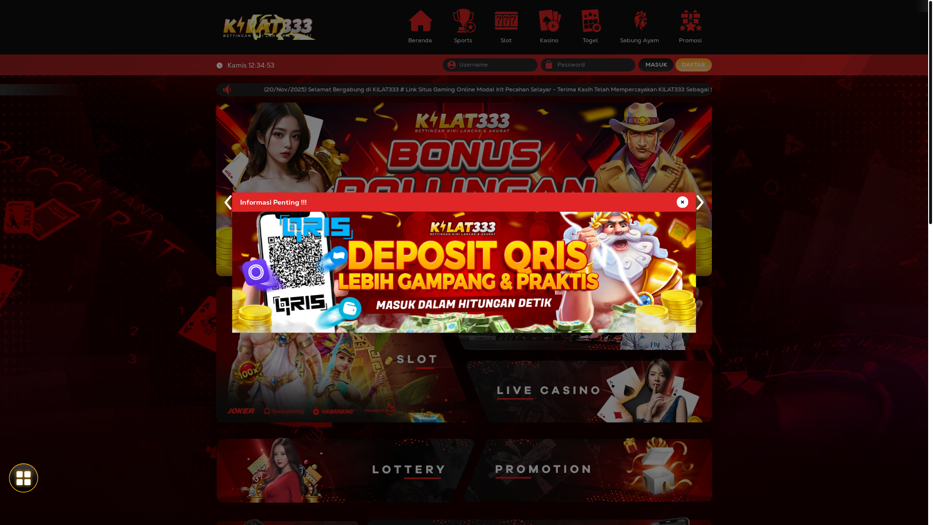 website screenshot of https://kilat333-social.space/