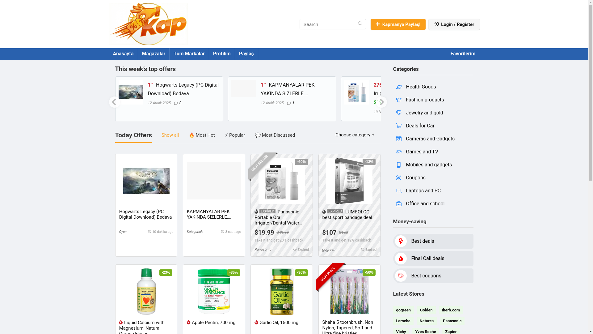 website screenshot of https://kapmanya.net/