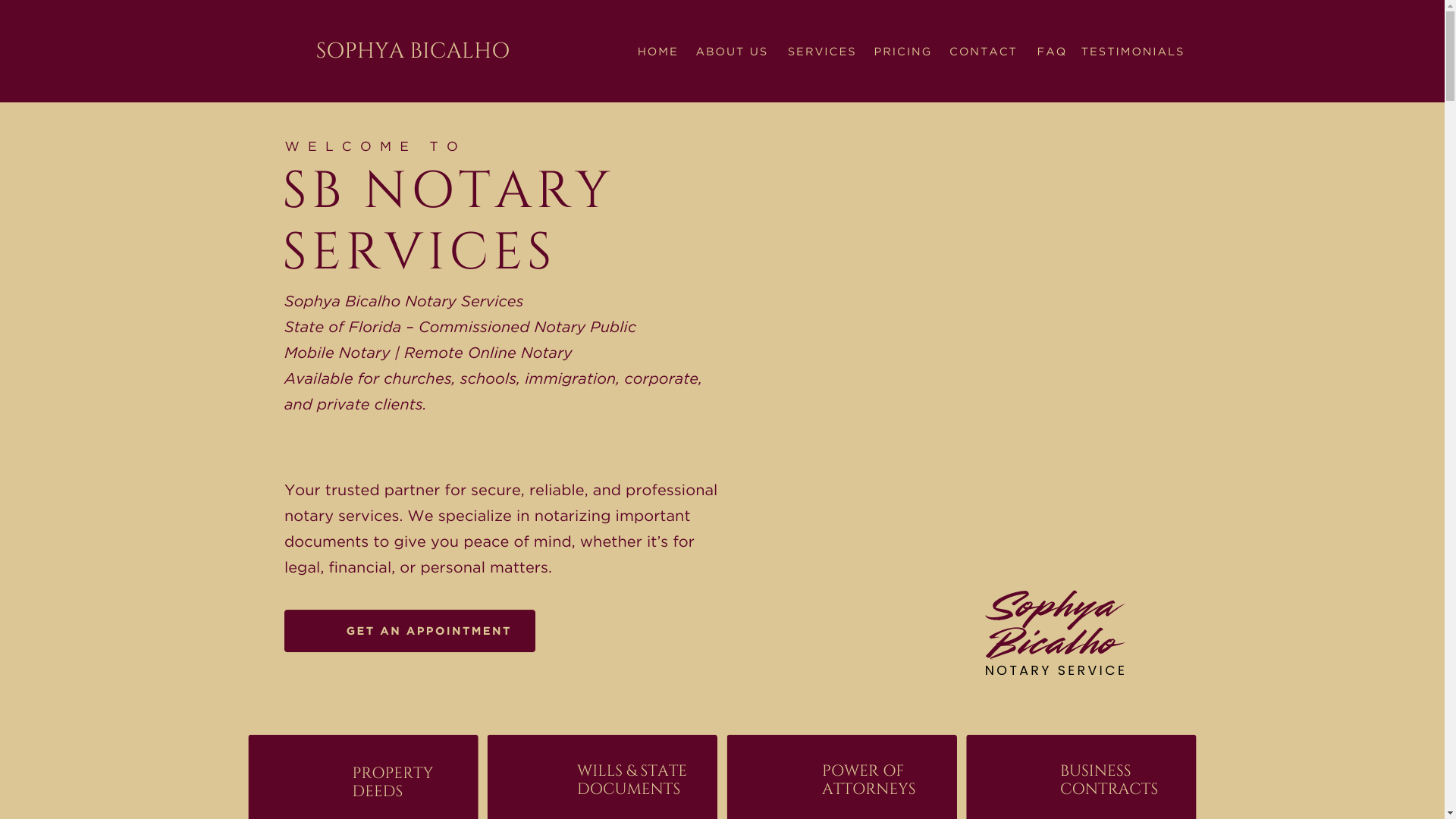 website screenshot of https://shbnotary.com/