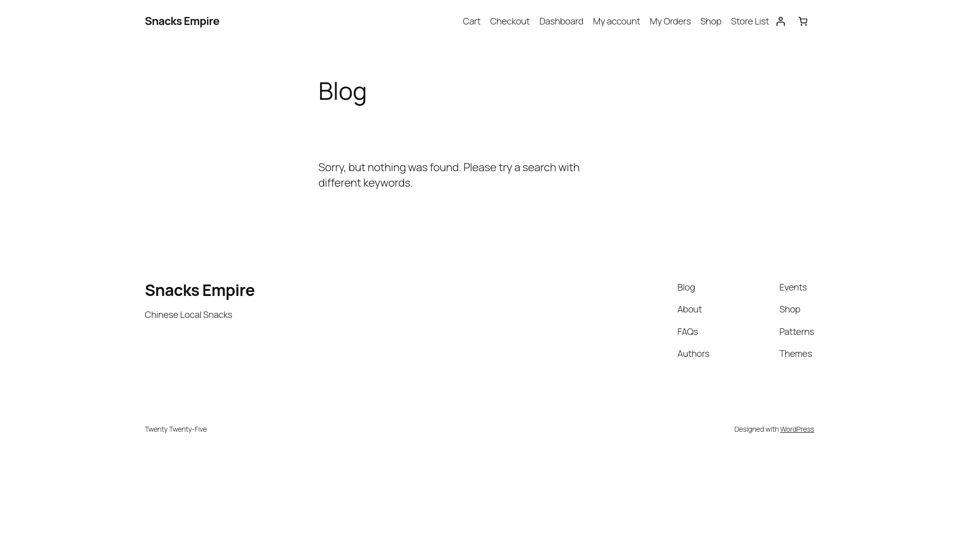 website screenshot of https://snacksempire.com/