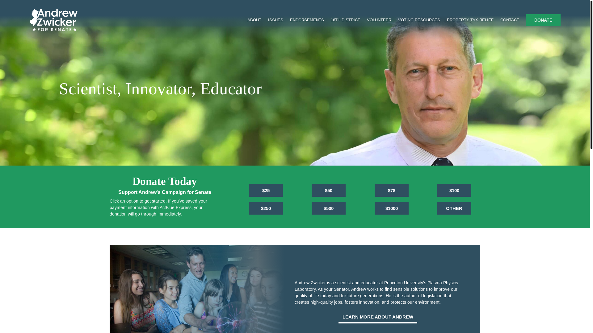 website screenshot of https://zwicker4nj.com/