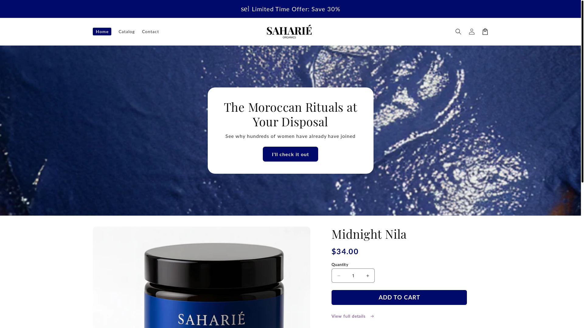 website screenshot of https://saharieorganics.com/