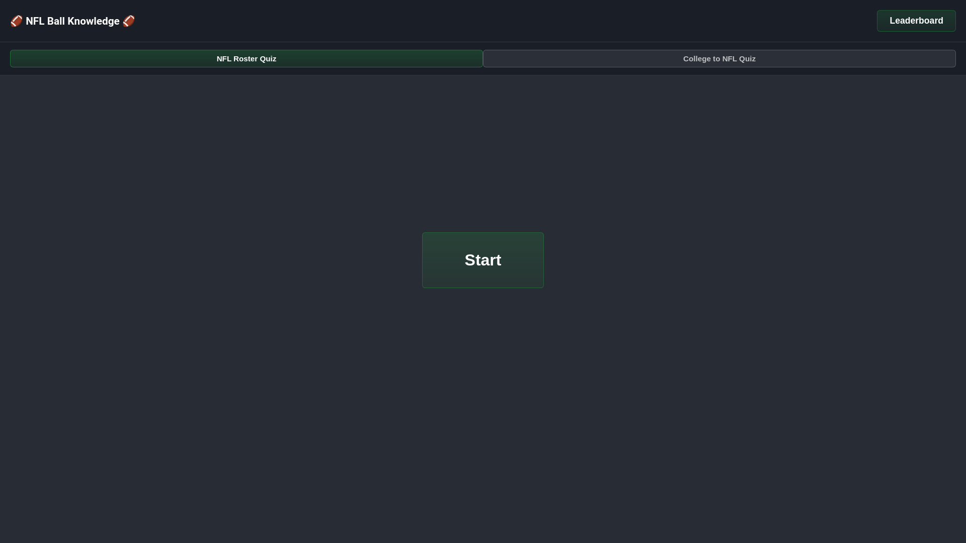 website screenshot of https://nflrosterchallenge.com/