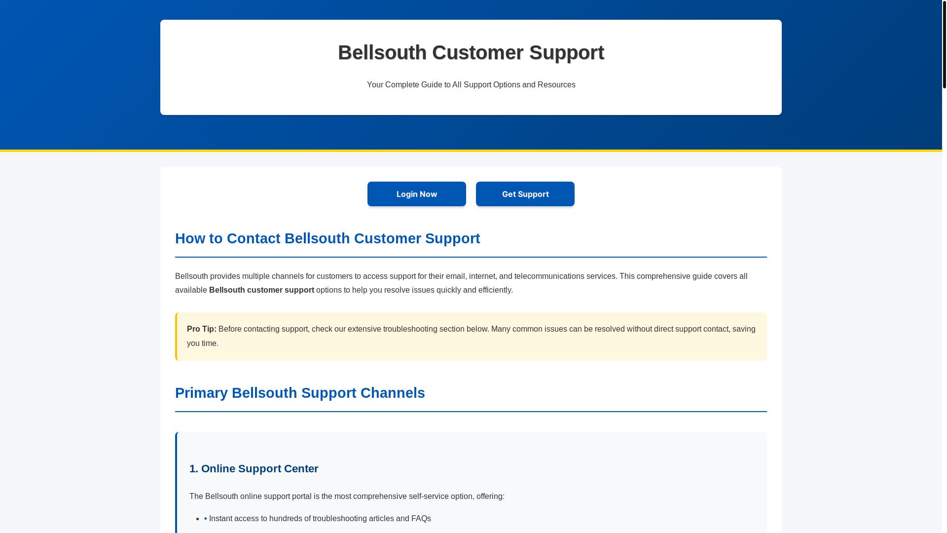 website screenshot of https://bellsouth-customer-support.pages.dev/