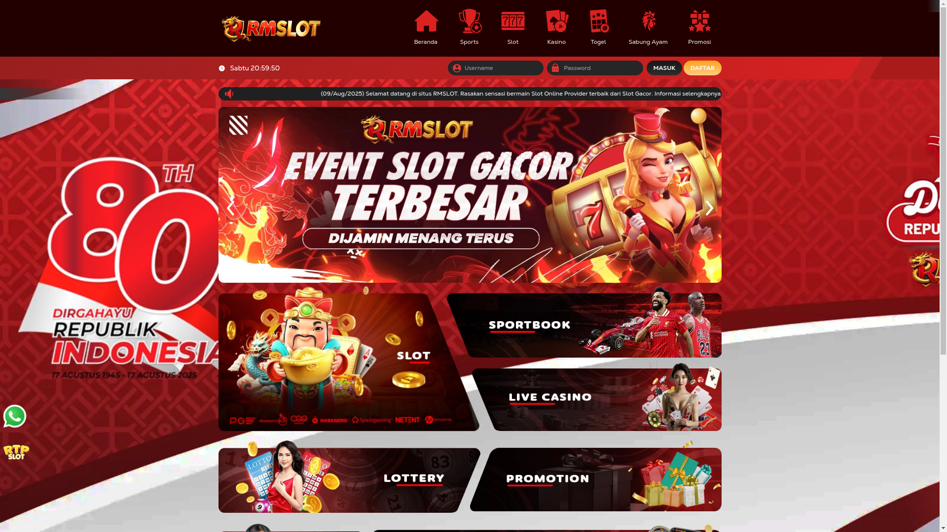 website screenshot of https://rmjuara.shop/