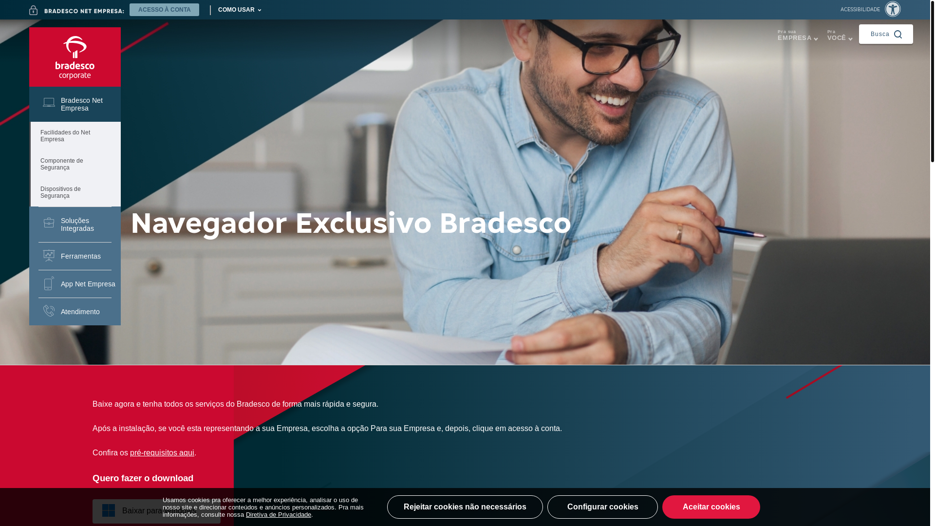 website screenshot of https://banco.bradesco/html/corporate/net-empresa/navegador-exclusivo-bradesco/index.shtm