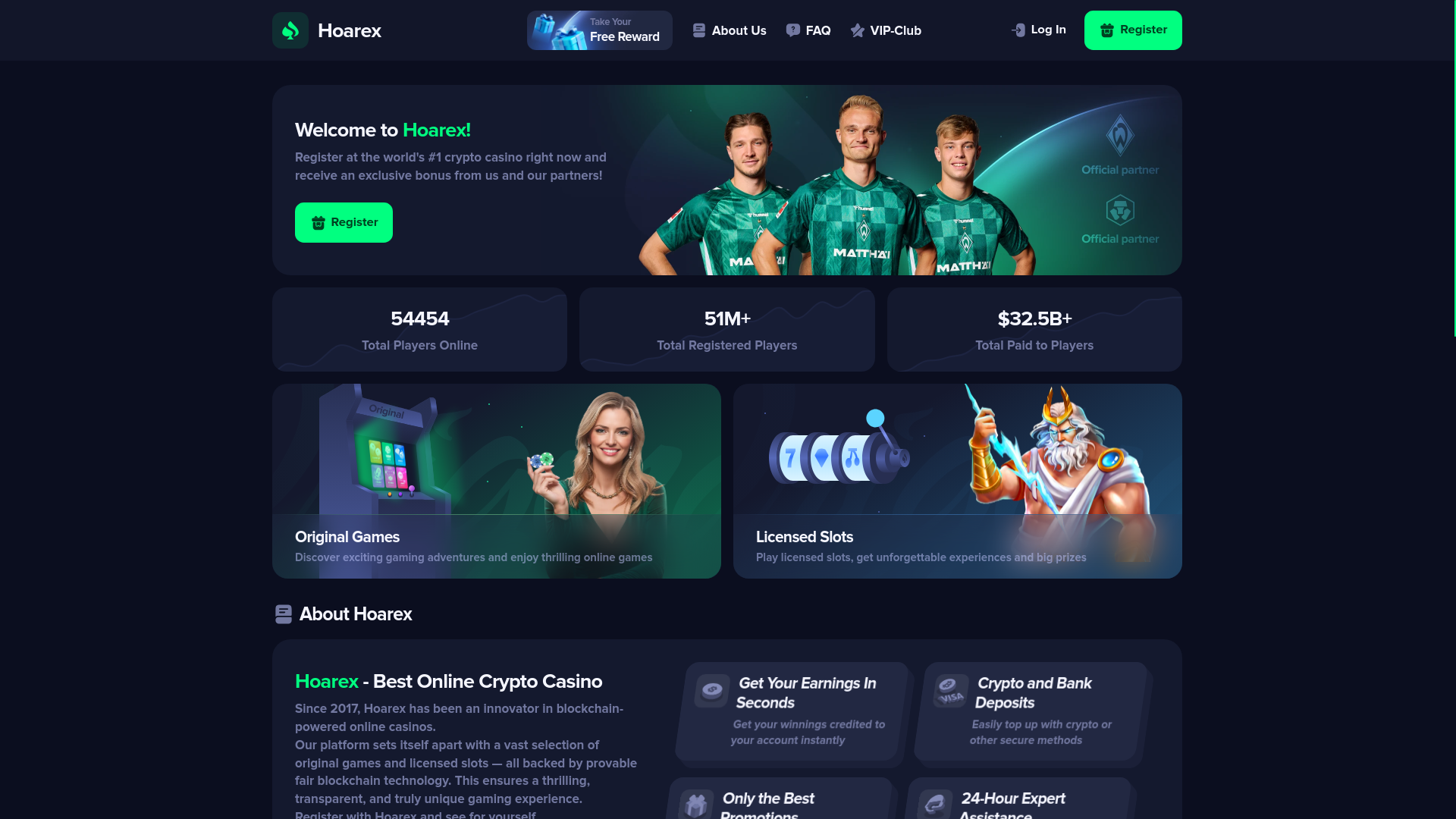 website screenshot of https://hoarex.com/